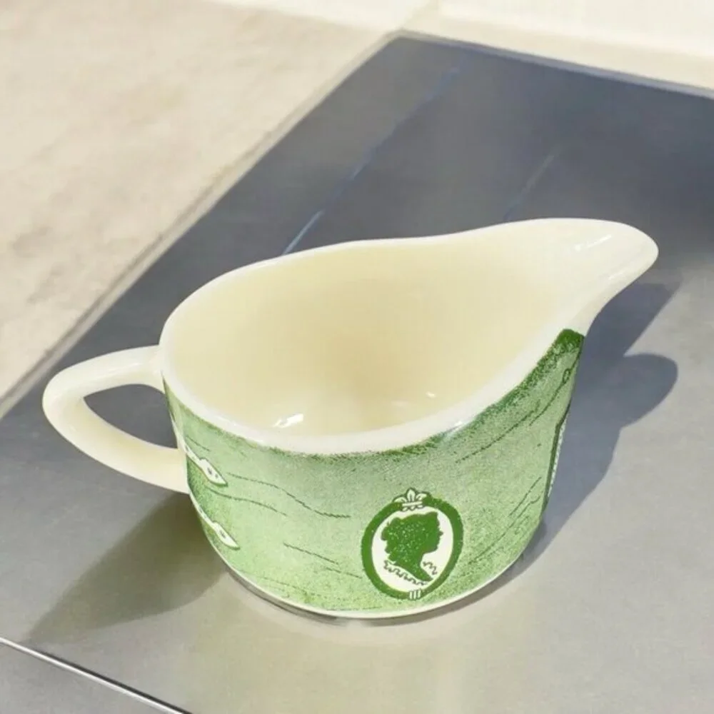 Royal Colonial Homestead Creamer Silhouette and‎ Sample Green and White Ceramic